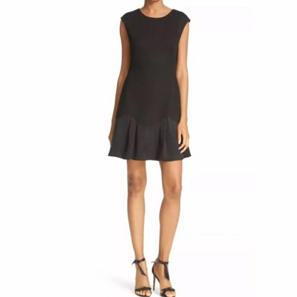 NEW Rebecca Taylor Stacy Fit-&-Flare Flounce Dress in Black
